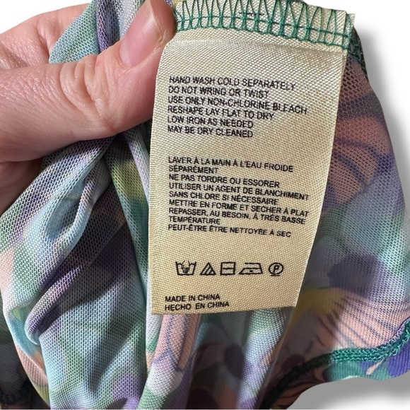 Maeve Anthropologie Sheer Mesh Floral Long Sleeve Mock Turtleneck Size Small - Picture 7 of 10